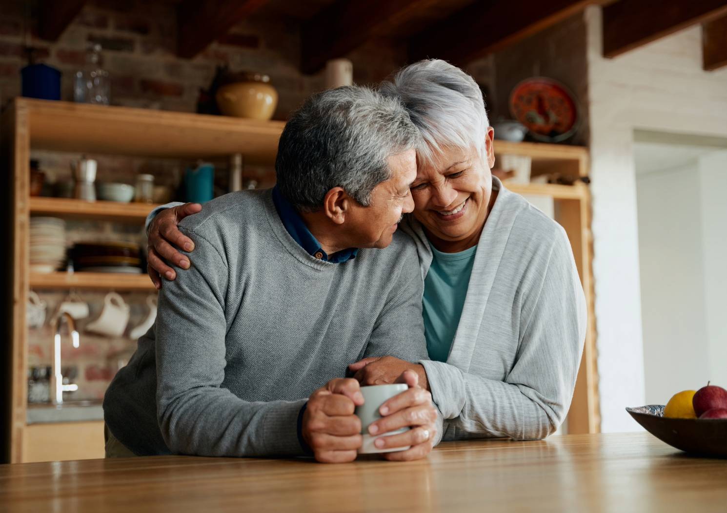 happy mature couple kitchen island 1